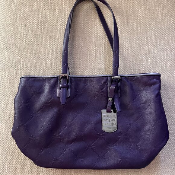 Longchamp Stamped Logo Leather Tote Bag - Picture 2 of 9